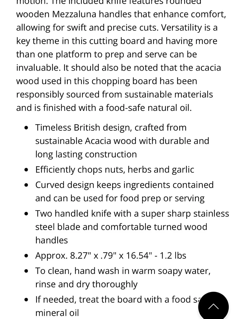 Cole & Mason Ashden Acacia Wood Mezzaluna Knife Board Cutting chopping Herbs Nut